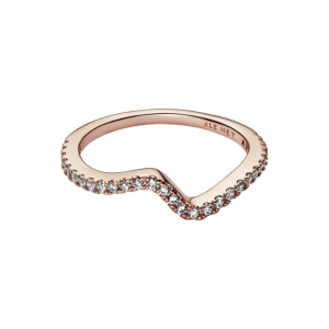 Alternative view of Nhẫn Luméa Timeless Mạ Vàng Hồng 14k Gợn Sóng Đính Đá