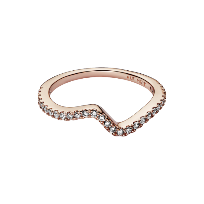 Nhẫn Luméa Timeless Mạ Vàng Hồng 14k Gợn Sóng Đính Đá - Ảnh 2