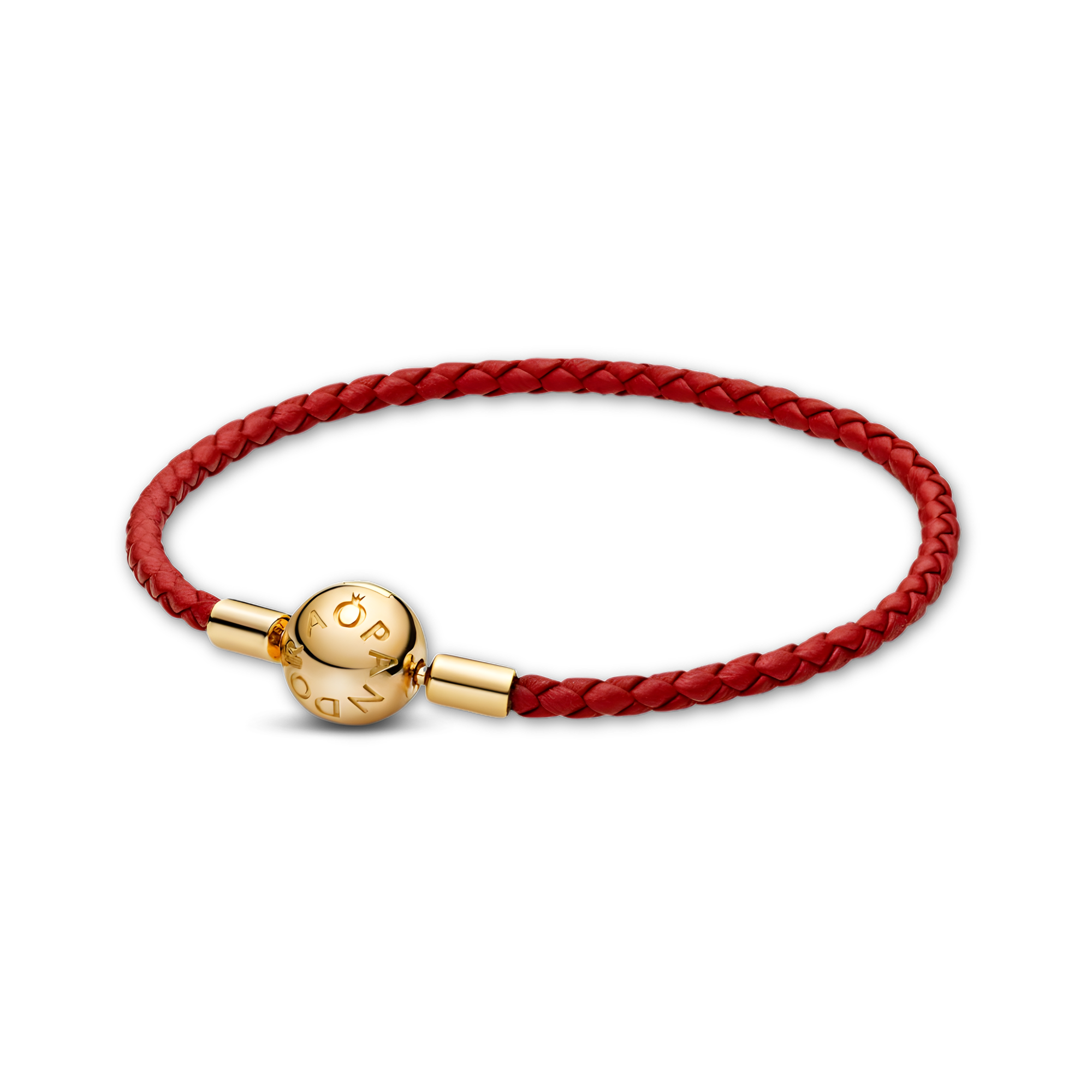 Vòng Tay Khóa Tròn Luméa Mạ Vàng 14k Dây Da Màu Đỏ