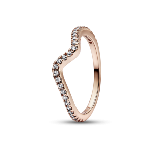 Nhẫn Luméa Timeless Mạ Vàng Hồng 14k Gợn Sóng Đính Đá