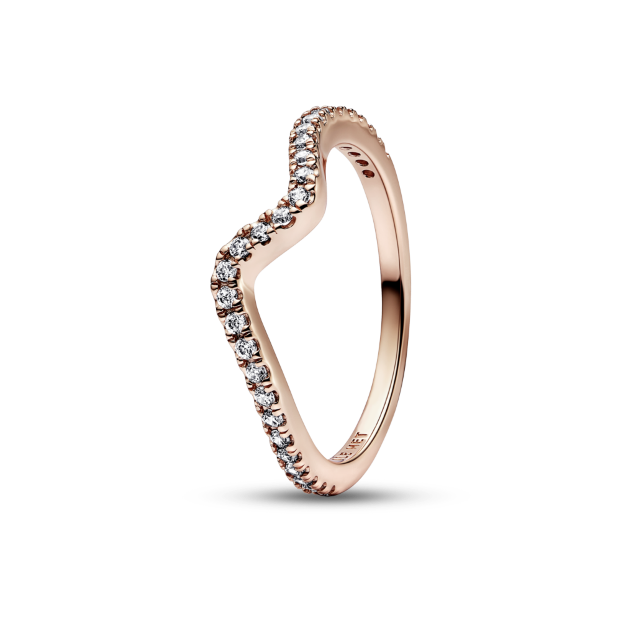 Nhẫn Luméa Timeless Mạ Vàng Hồng 14k Gợn Sóng Đính Đá