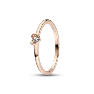 Nhẫn Luméa Moments Mạ Vàng Hồng 14k Mặt Trái Tim Đính Đá