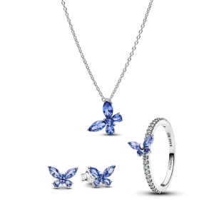 Bộ Dây Chyền Hoa Tai Và Nhẫn Luméa Timeless Nhịp Bay Tự Do (Bướm Xanh)
