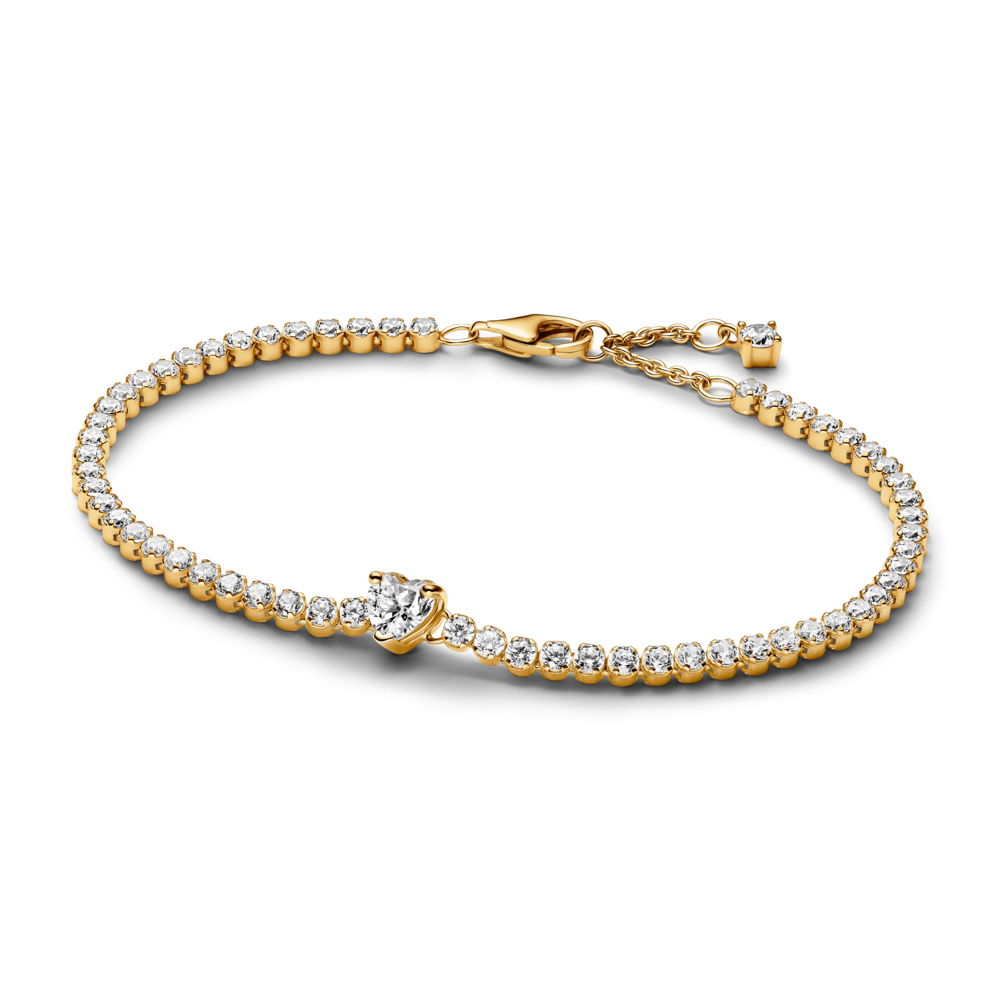 Vòng Tennis Luméa Mạ Vàng 14K Trái Tim Đính Đá