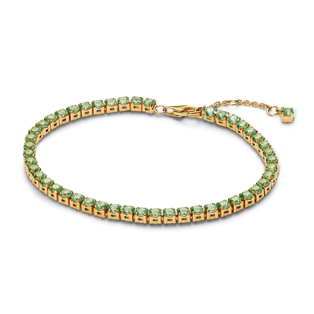 Vòng Luméa Tennis Mạ Vàng 14k Đính Đá Xanh Lá