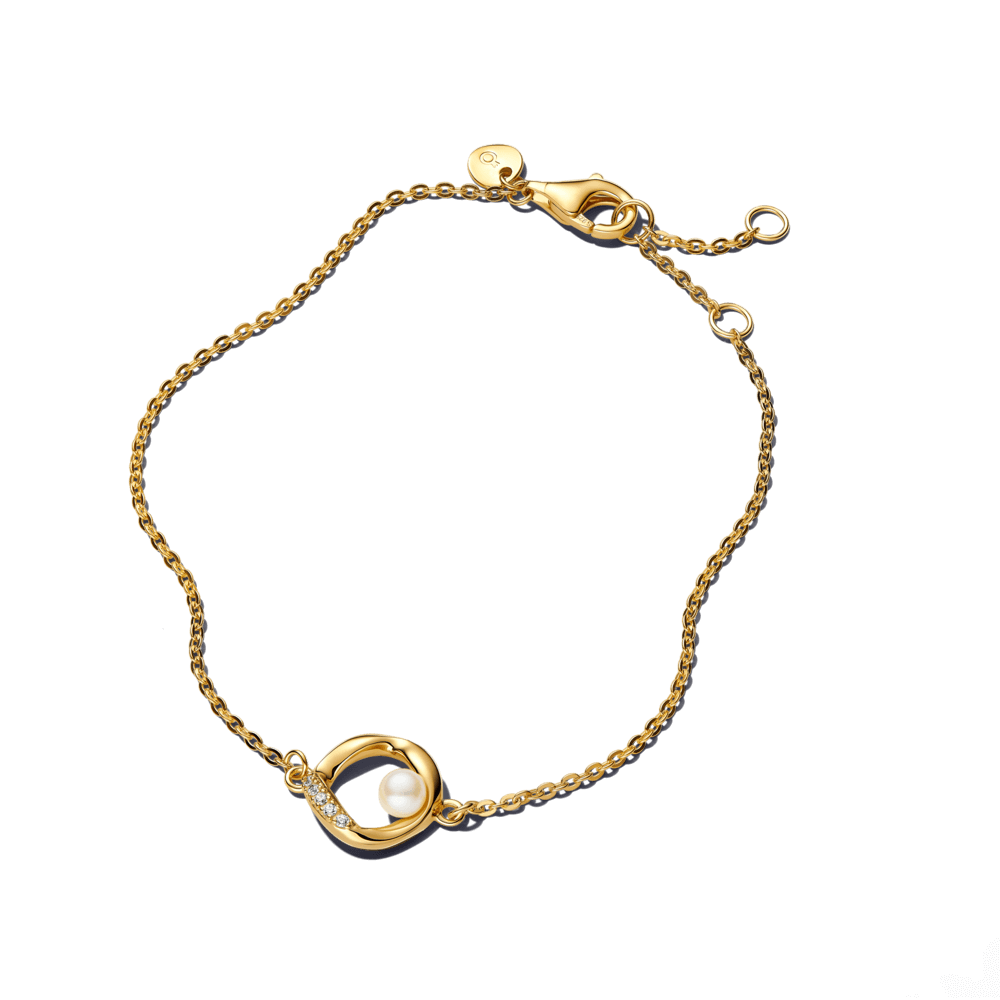 Vòng Tay Luméa Ngọc Trai Mạ Vàng 14K Thiết Kế Đường Cong Tinh Tế
