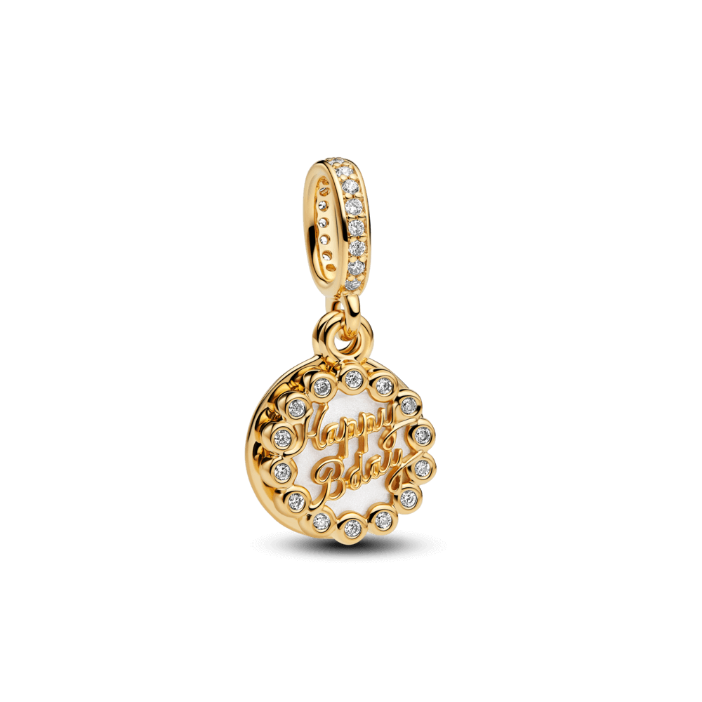 Charm Luméa Treo Mạ Vàng 14K Đính Đá Chữ Happy BDay