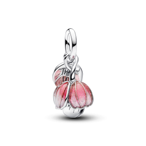 Charm Treo Mạ Vàng 14K Luméa Bạc Hoa Tráng Men Hồng Thanh Nhã