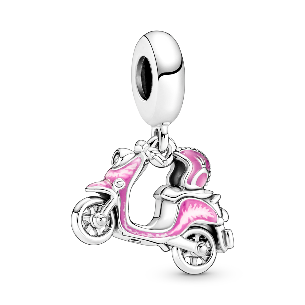 Charm Bạc Xe Tay Ga Tráng Men Hồng - Khám Phá Việt Nam
