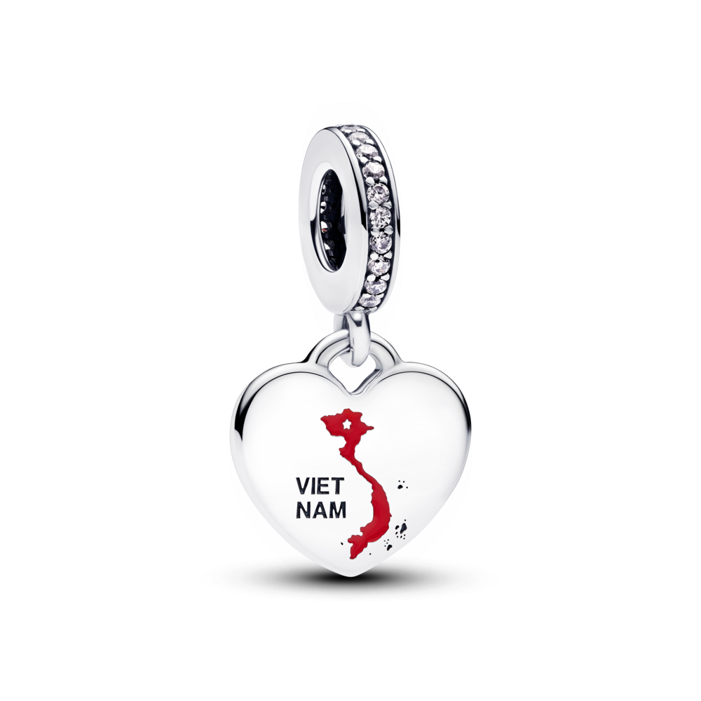 Charm Bạc LUMÉA Bản Đồ Việt Nam - Non Sông Liền Một Dải Khắc Thông Điệp