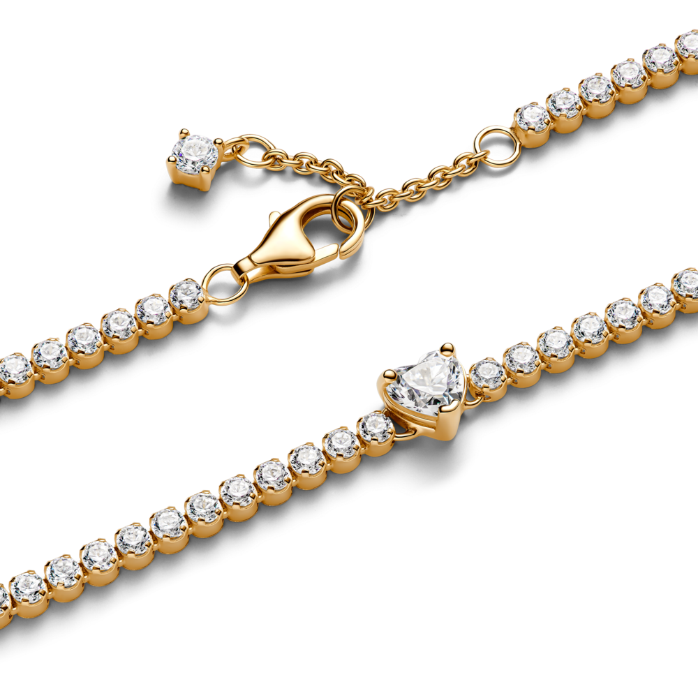 Vòng Tennis Luméa Mạ Vàng 14K Trái Tim Đính Đá - Ảnh 2